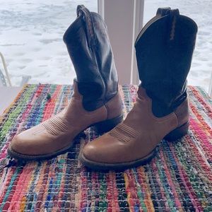 Arias Men’s Leather Black & Brown Western Boots 38124 Size 10